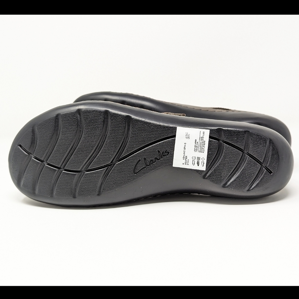 Clarks Ashland spin q slip on leather loafer low wedge metallic pewter 8 narrow - Picture 5 of 9